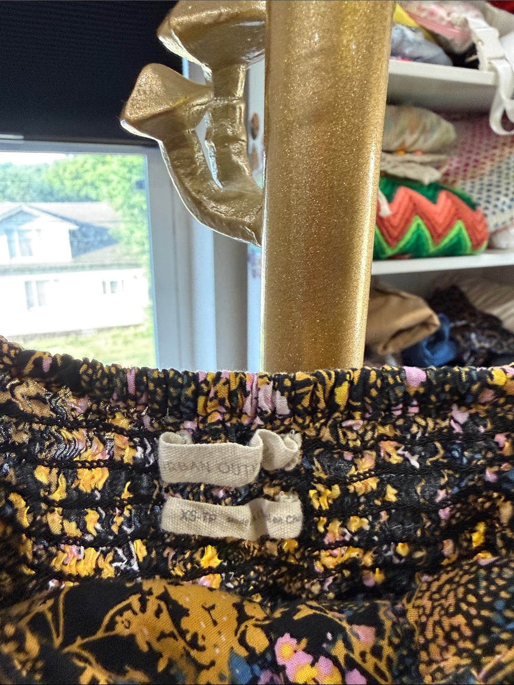 Urban Outfitters Black Floral Square-Neck Romper smocked extra small long sleeve - Picture 3 of 6